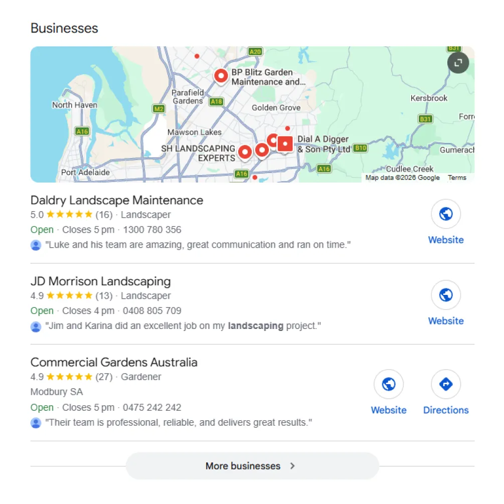google map pack serp results