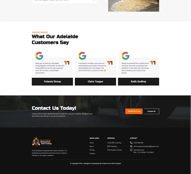 chris cooper mobile mechanical website