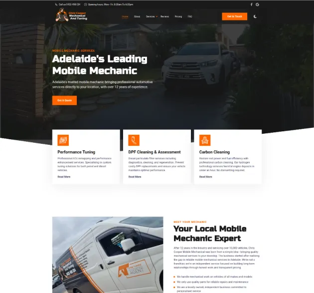 chris cooper mobile mechanical website