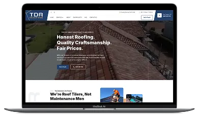tdr roofing website device mockup